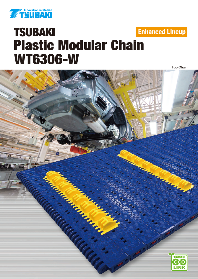cadena modular plástica tipo WT6306-W para transportadores de cargas pesadas y longitud del transportador distancias.