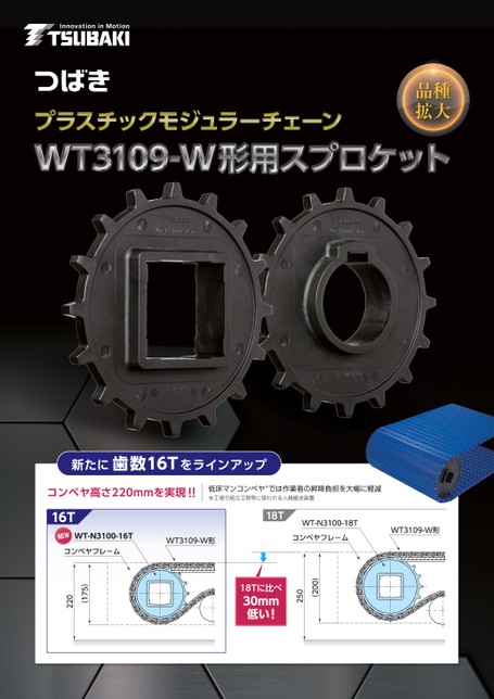 Piñón para cadena modular plástica tipo WT3109-W