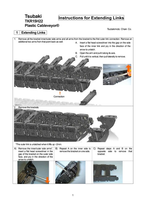 Manuales de instrucciones de la extensión de eslabón TKR15H22