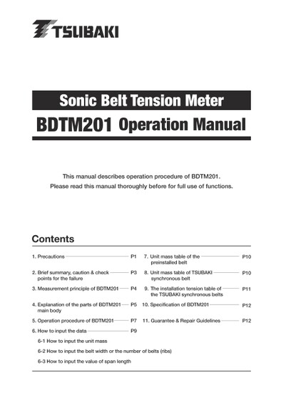 Medidor de tensión de correa Tsubaki T-ACE (BDTM201)