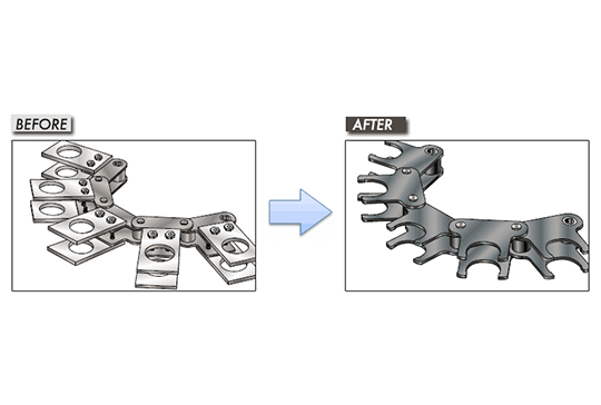 cadena con accesorios integrados