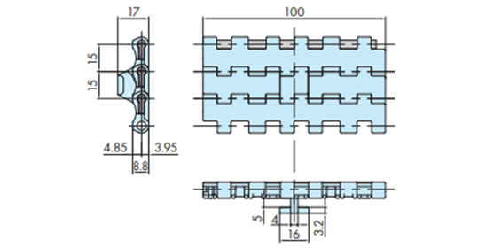 Ancho de la cadena: 100 mm