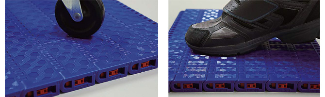 チェーン上面の特殊な凹凸により、滑り止め効果を発揮