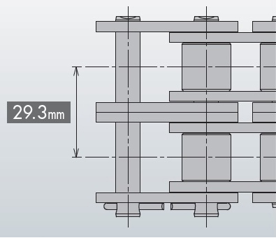 Cadena de rodillos RS de doble hebra